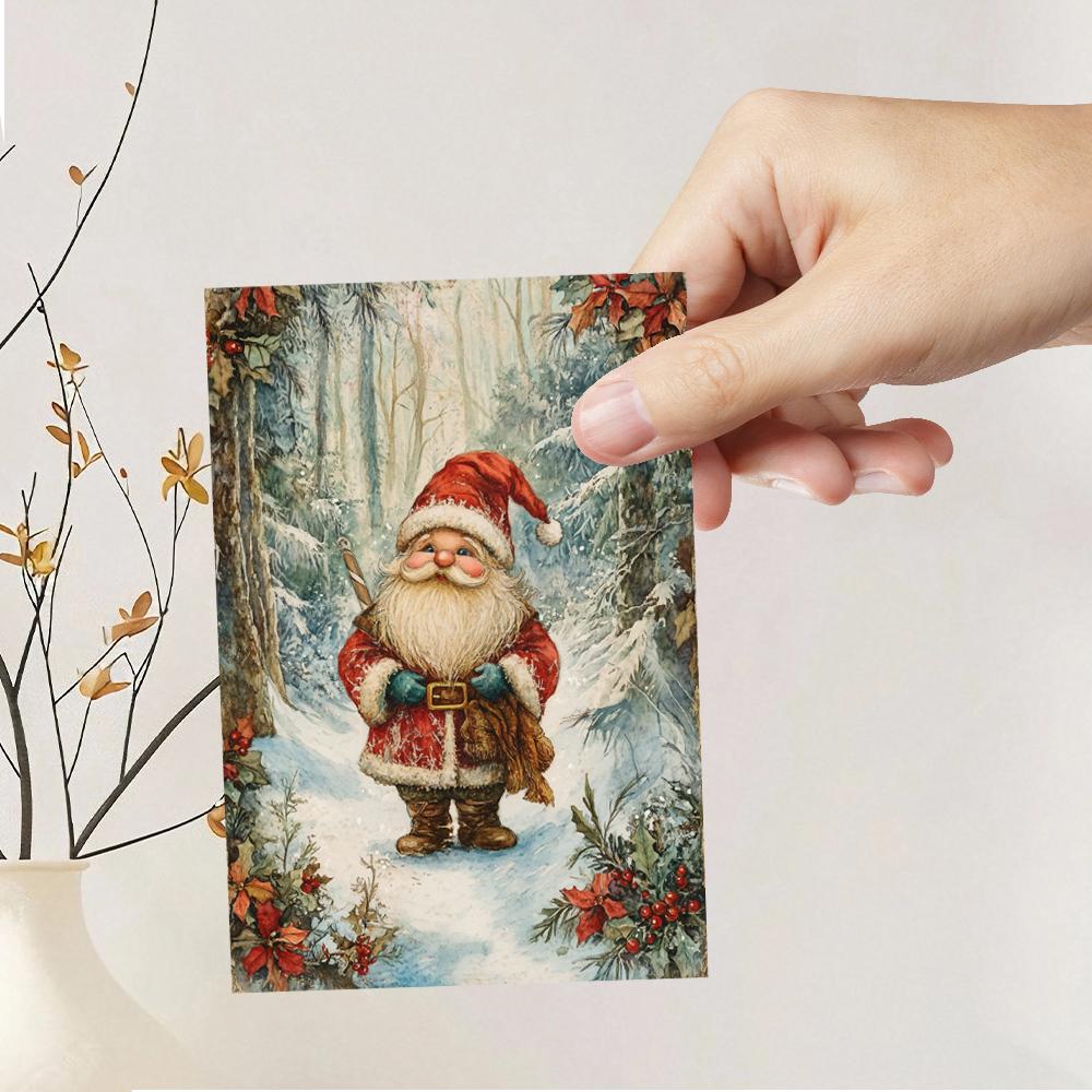 32pcs, Christmas gnome postcard, cute and retro, birthday/anniversary gift, collectible, suitable for gift-giving, can be mailed