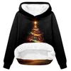 Women's Casual Fashion Plus Velvet Thickened Christmas Print Hooded Sweatshirt