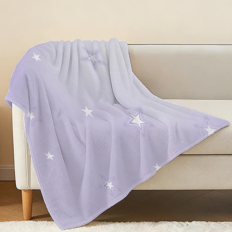 Lightweight Flannel Throw Blanket - Star Pattern, Soft & Cozy, Thin Throw for Home, Halloween & Christmas, Daily Comfort