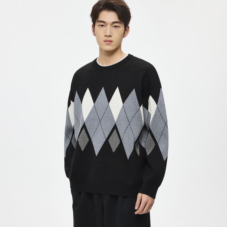 

WOOG2005 Men s Self-Heating Jacquard Round Neck Pullover Sweater - 2025 Winter Collection L