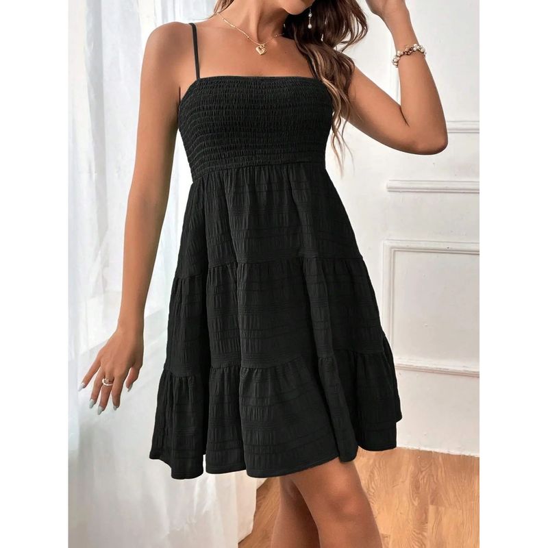 

Strap Solid Color Jumpsuit Short Skirt Sling Pure Color All-Matching Jumpsuit Skirt black XL
