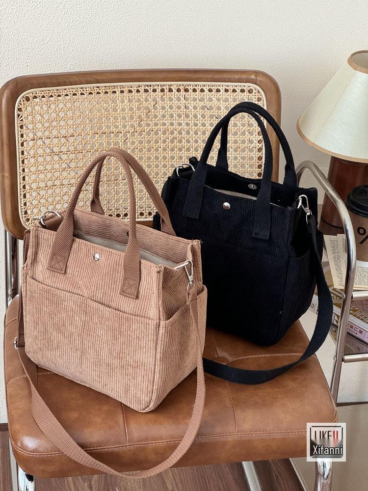 Original Multi-Pocket Corduroy Messenger Tote Bag - Versatile Handheld Student & Lunch Bag