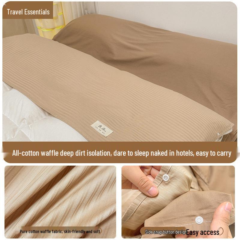 Cestovní spací pytel a povlak na přikrývku z čisté bavlny - Přenosný, Ochrana proti nečistotám, 3dílný pro služební cesty