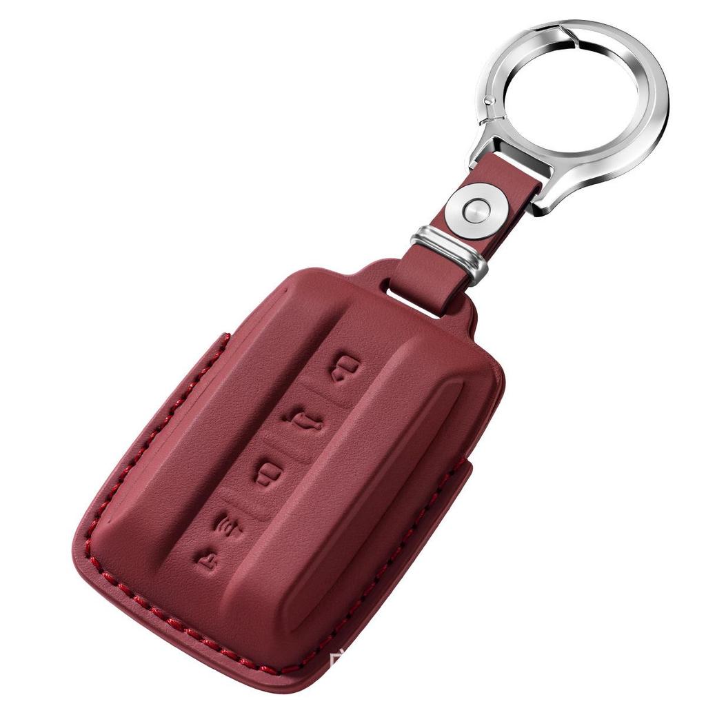 Premium Leather Car Key Cover for Tank 400 - Genuine Cowhide Key Bag with Buckle for Men and Women