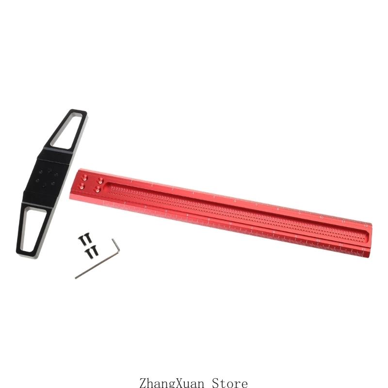 T-Square Ruler Aluminum Carpenter EdgesLine Hole Marking Guiding Measuring Tools 3XUF