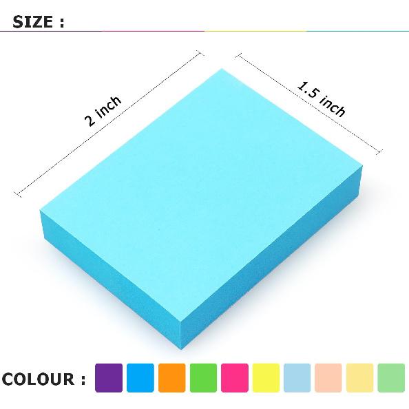 Eastern Wolf Sticky Notes 1.5x2 Self-Stick Notes 10 Bright Multi Colors Sticky Notes 20 Pads 100 Sheet/Pad