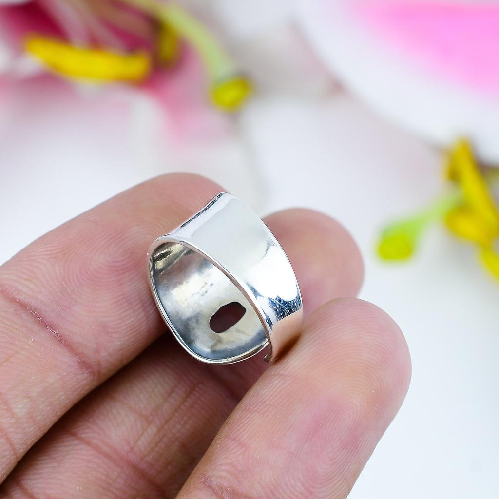 Naturstein Rosenkvarts Edelstein 925 Solid Sterling Sølv Smykker Ring S.8.5 a6R06