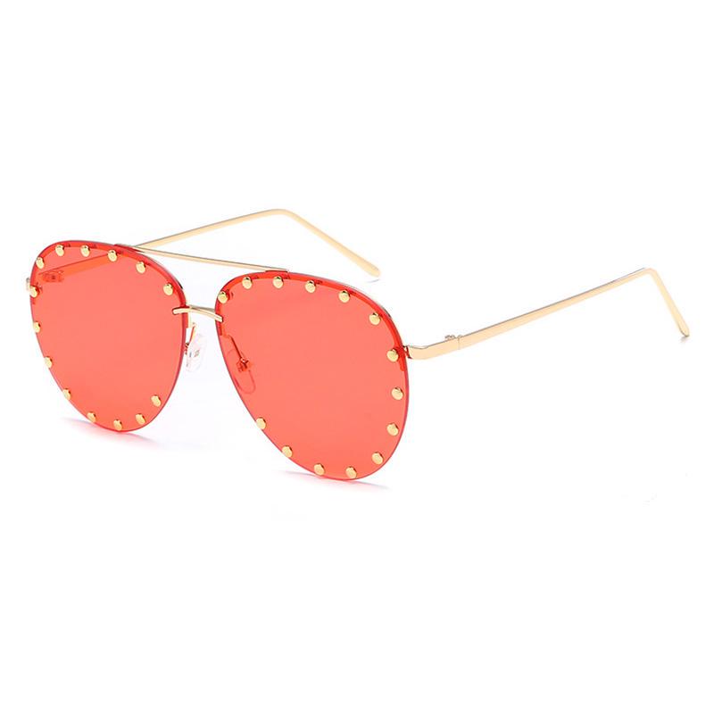 SHAUNA Nail Decoration Women Rimless Pilot Sunglasses Brand Designer Fashion Ladies Gradient/Tinted Punk Style Glasses