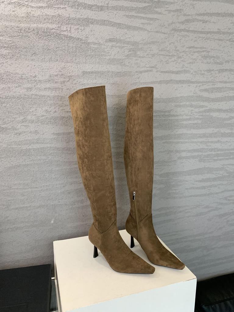 6625-5~ Two Wear Foldable Pile Boots~ High Heel French Pointed Over Knee Boots Women's Boots 2025 New