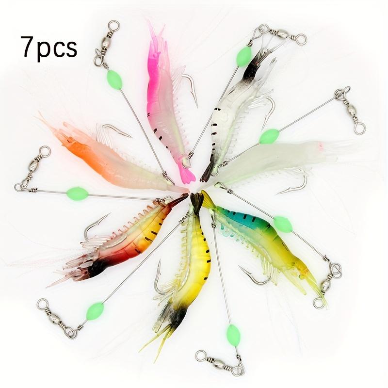 

7 шт./лот мягкая приманка для рыбалки в виде креветки искусственная приманка со светящимися бусинами вертлюжки крючок реалистичная приманка для ловли карпа 9 см/7 г 7PCS разноцветный