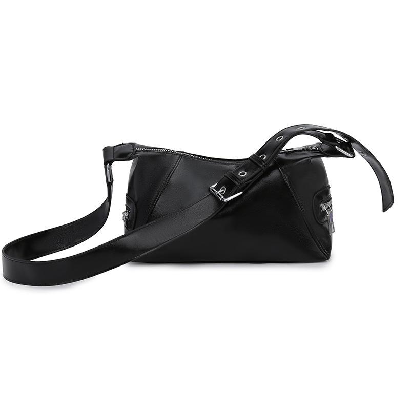 2025 New Personalized Spice Girl Style Simple Trendy Cool Solid Color Tote Bag Fashionable Versatile Commuter Soft Leather Messenger Bag Women