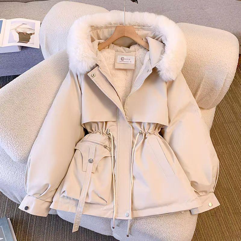 Parker comfortable warm fabric cover women's fat mm large size simple and fashionable versatile down cotton clothes