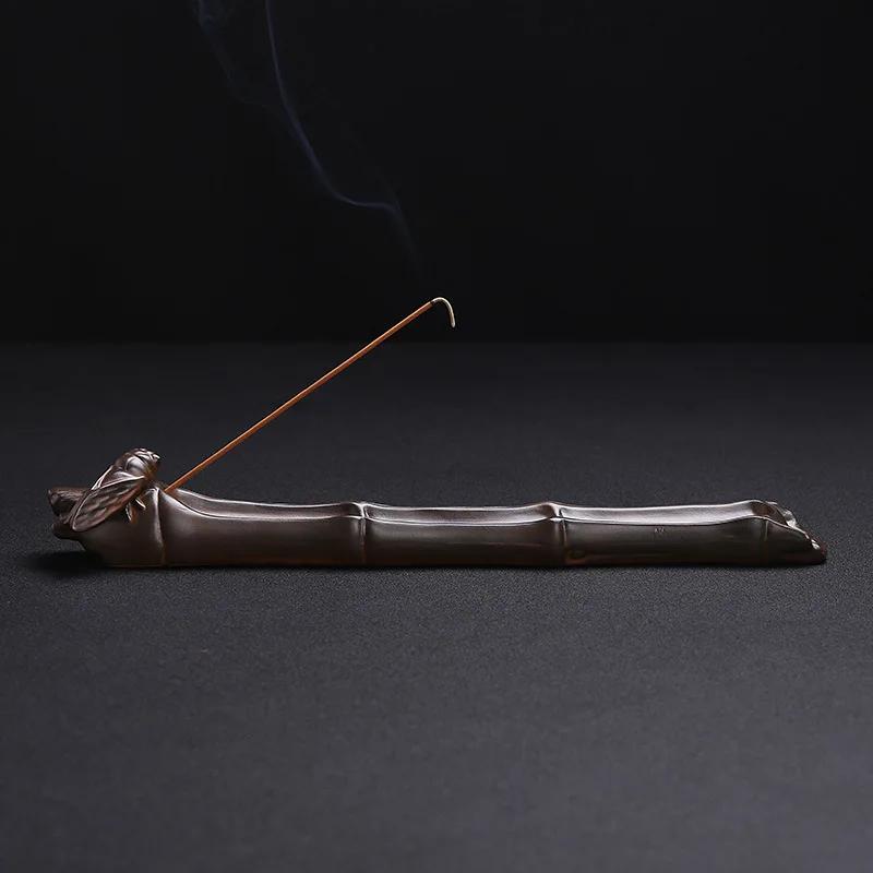1 st söt cikada keramisk hantverk hemprydnader rökelsepinnehållare zen lotusbrännare yoga tehusdekor (Utan rökelse)