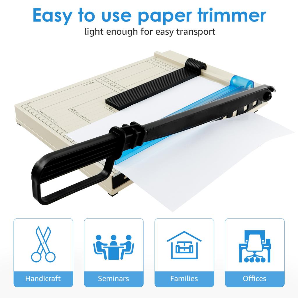 Guillotine Paper Cutter With Safety Guard And Blade Lock Accurate Cutting Paper Slicer Nonslip Paper Trimmer 12 Sheets Capacity