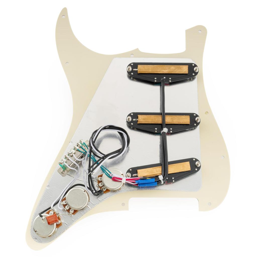 Musiclily SSS Strat Pickguard for Ceramic Humbucker Strat Electric Cream Pro-SE ST-DPHC Pre-wired Single-Size Guitar, 3-Piece