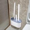 Silicone Japanese Wall-Mounted Elbow Toilet Brush with Base and Hard Bristles