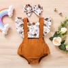 Infant Baby Girls Ruffle Snakeskin Printed Backless Romper Bodysuit+Headbands