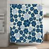 Blue Floral Shower Curtain Decorative Bath Mat Waterproof Polyester Fabric Home Decoration Curtains Easy Installation Size: 72 x