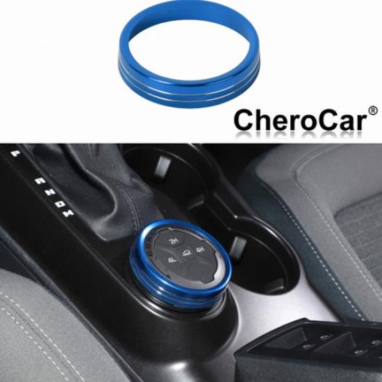 Blue 4WD Four-wheel Drive Knob Trim Cover for Ford Bronco + Aluminum Alloy