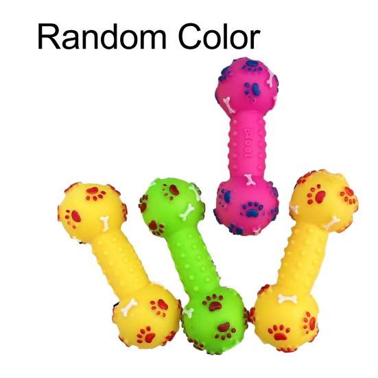 Dog Dumbbell Toy Squeaky Dumbbell Dog Chew Toy Raised Texture Teeth Cleaning Toy for Puppy Teething Dogs Interactive Play
