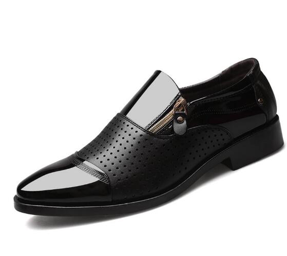 Four Seasons New Men's Business Leather Shoes Overfoot Sandals Hollow Single Shoes Breathable Wedding Shoes H318