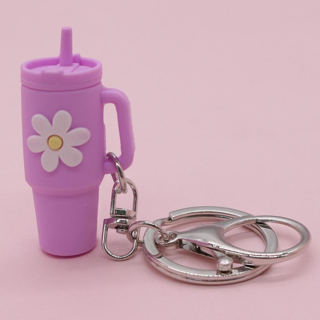 Popular Soft Rubber Stanley Cup Pendant Keychain - Creative Milk Tea Cup Keyring Available