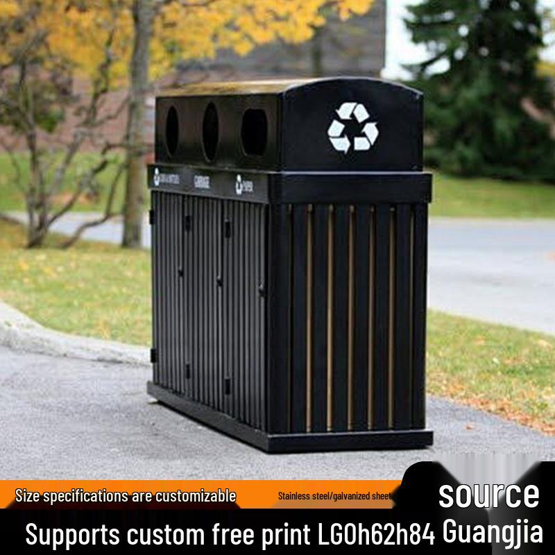 Large Stainless Steel Outdoor Sorting Trash Can for Parks and Commercial Spaces