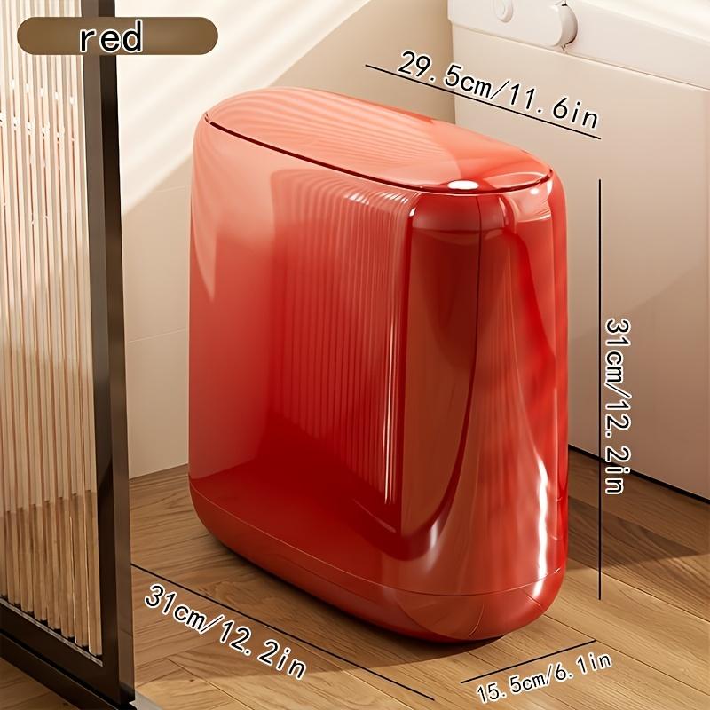 Large-capacity covered trash cans, ultra-thin and narrow-gap kitchen and office trash cans, contact trash cans, odors isolated красный