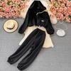 Trendy Women's Spring Set: Hooded Jacket, Vest & Wide-Leg Pants