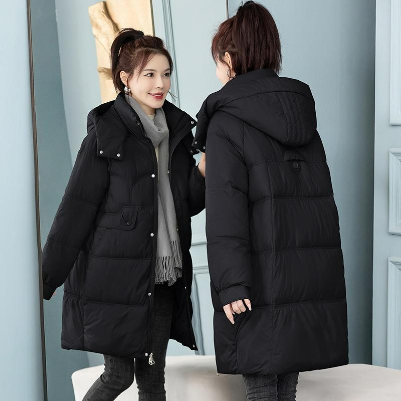 Down Padded Jacket Women's Trendy Mid-length Large Size Loose Bread Jacket Padded Jacket Winter Padded Jacket Jacket Thickened