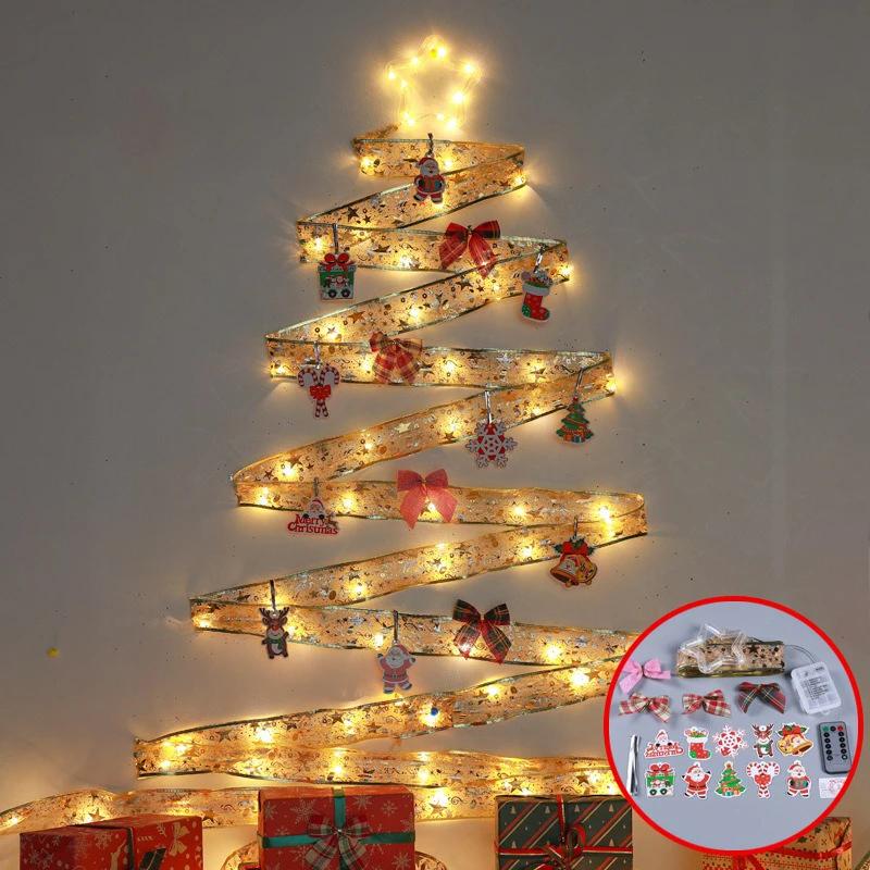 

5M светодиодные рождественские гирлянды, украшения, медная проволочная лента, батарея для домашнего внутреннего освещения, звезда, рождественская елка, бант, подвеска 1 pc&1 SET