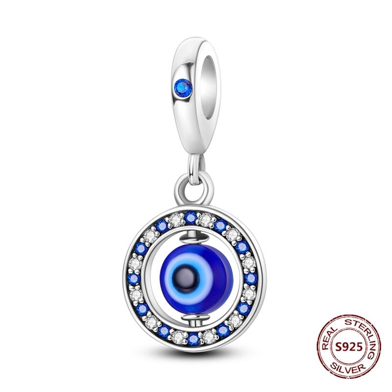 Teufelsaugen Anhänger 925 Kupfer Original Hand von Fatima Blauer Zirkon Kreuz Blaue Augen Charms Passend für Armband DIY Herstellung Zirkon Geschenk