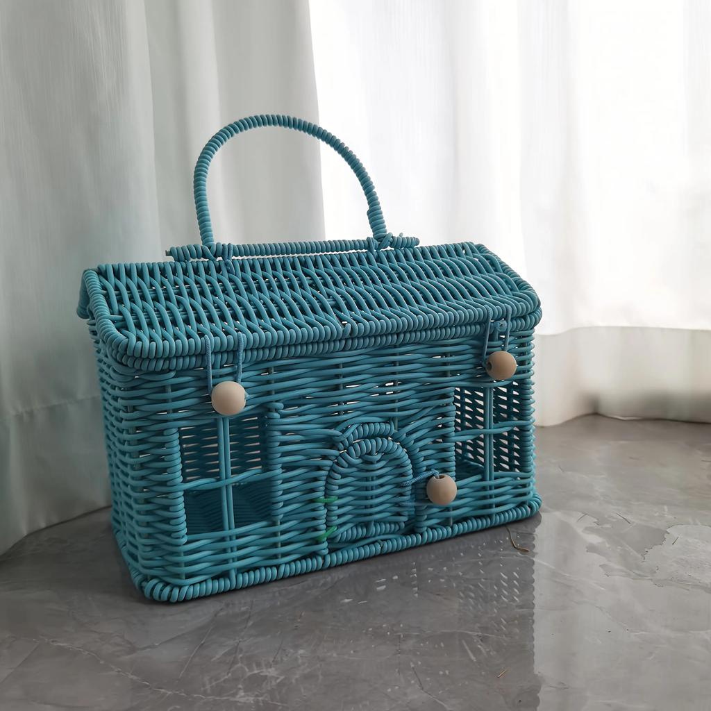 Halloween Storage Basket - Woven Rattan Style Organizer with Lid for Home & Shelf Decor. Durable & Creative!