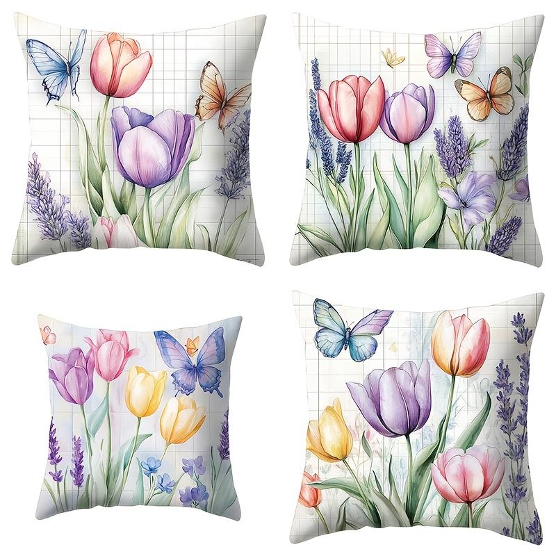 Pcs Brightly Flower Patterns Digital Printing Pillow Cover Short Plush Suitable Living Rooms Bedrooms Sofas Throw Cushion Cover