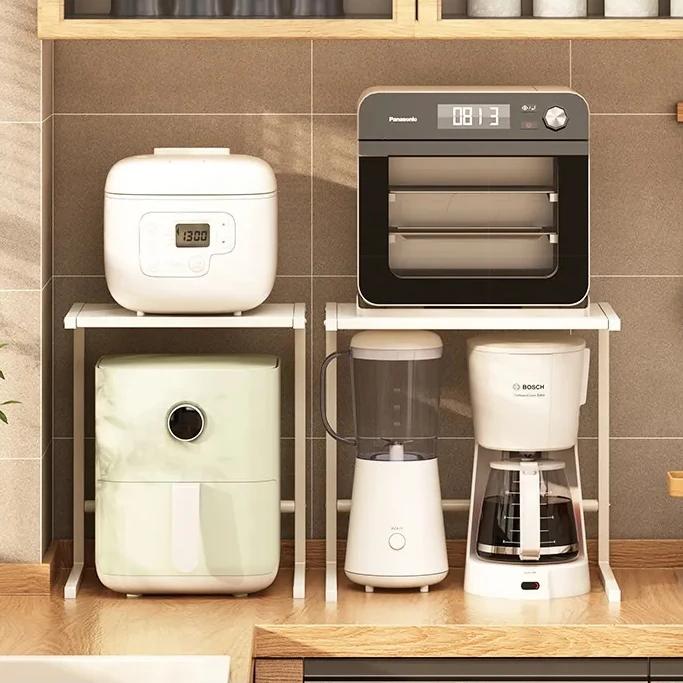 Kitchen Storage Holders Racks Shelving Countertop Small Microwave Oven Rack Layered Storage Rice Cooker Pot with Air Fryer Shelf