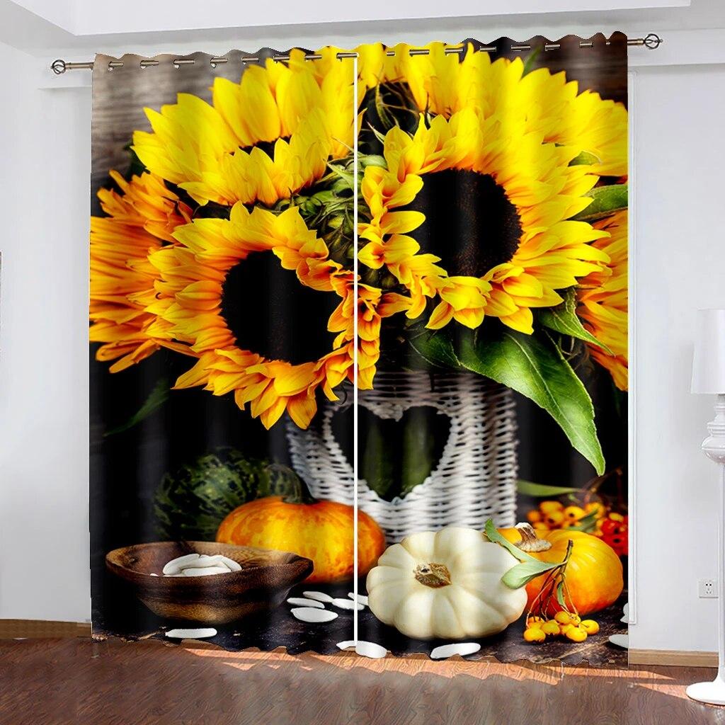 3d Sunflower With Sunshine Modern Blackout Curtains For Living Room Bedroom Curtain Cortinas Para La Sala Kitchen Blinds Drapes