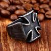Vintage German Army Iron Cross Ring Stainless Steel Jewelry Gothic Punk Motor Biker Men Ring Teutonic Knight Ring