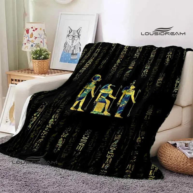 Egyptian Pictograph And Symbol Printing Blanket Fashion Warm Blankets Home Travel Soft And Comfortable Blanket Birthday Gift