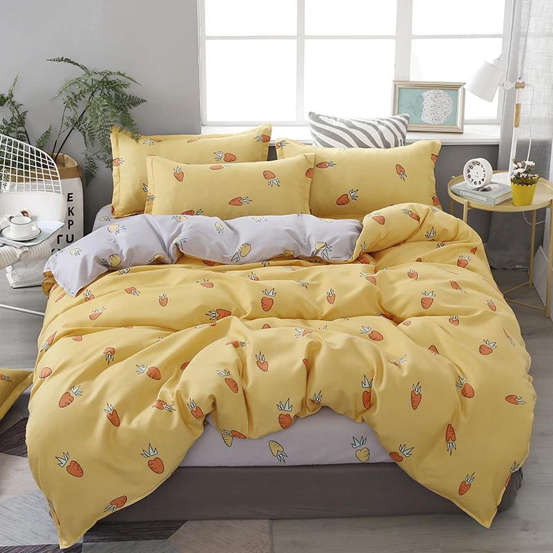Cartoon Duck Duvet Cover Twin Queen Size, Cute Farmhouse Livestock Yellow Duck Bedding Set for Kids Boy Bedroom Decor 3/4pcs Set