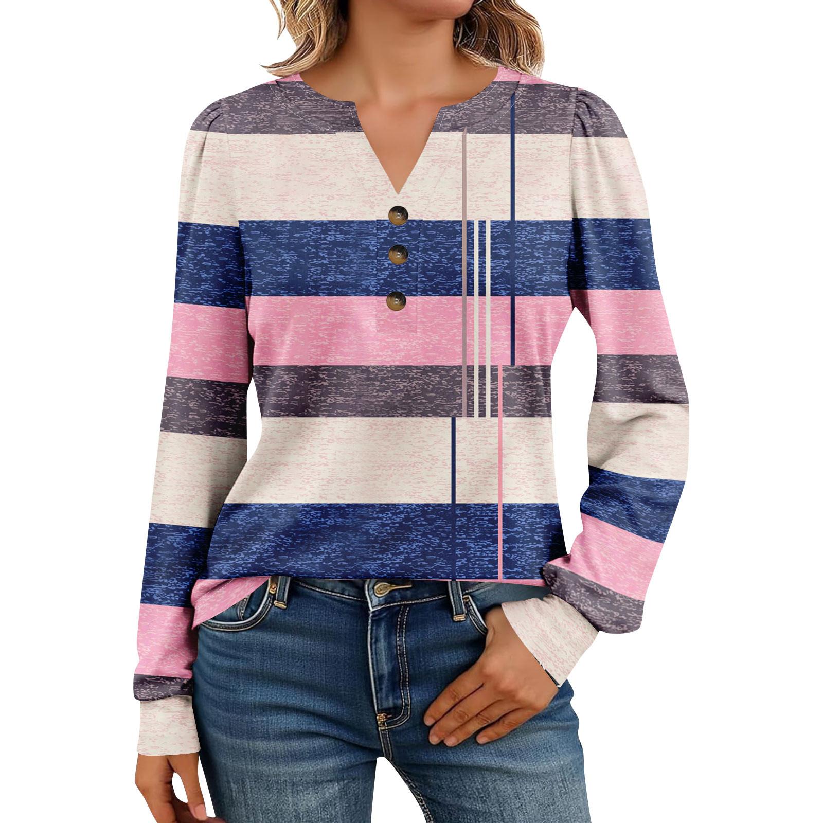 

Women s Long Sleeve Shirts Henely Casual Tops Trendy Blouses Cute T-Shirts XL рожевий