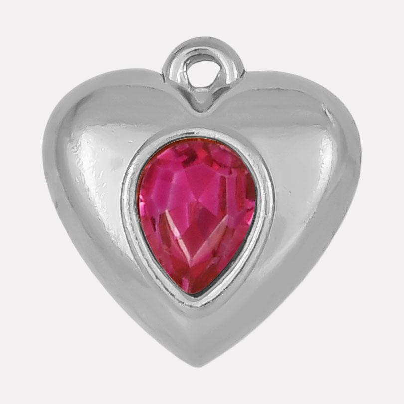 Never Fade Heart Charm Water Drop Rhinestone 6pcs Stainless Steel Charms For Jewelry Making Supplies Metal Pendant DIY Materials