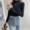 Cropped Tops Ženy Rolák Svetr Dlouhý rukáv Bodycon Sexy svetr Pletené zboží Černá Bílá Svetr Podzim Zima Ženy Topy Oblečení