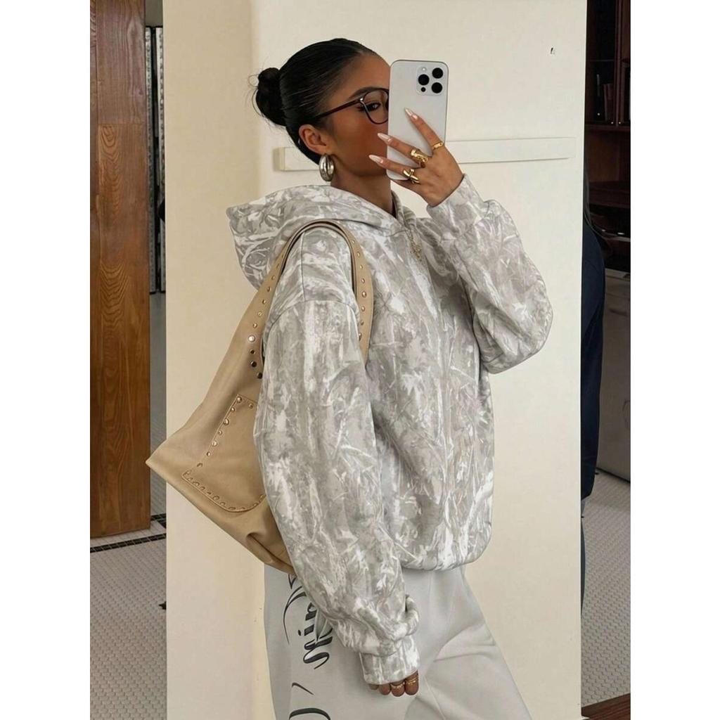 Fall Winter New Women's Hooded Pullover Leopard Print Long Sleeve Casual Sweatshirt