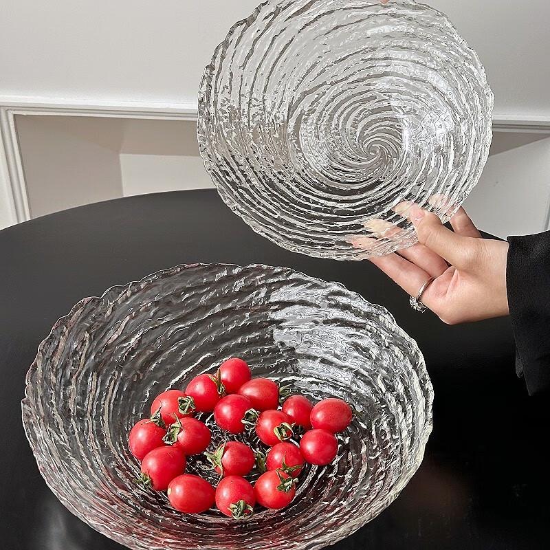 Irregular Ice Pattern Glass Serving Bowl