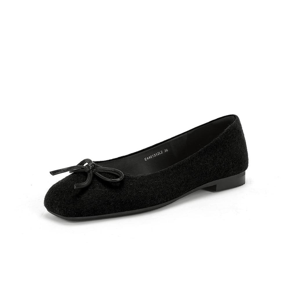 Su Yinyin hat den gleichen weichsohligen Retro-Flachboden mit Schleife, flachmündige flachsohlige Einzelschuhe, Damen-Oma-Schuhe, Pendeln