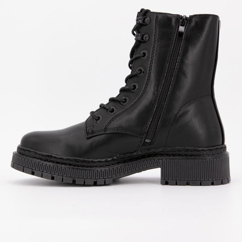 Black Ankle Boots with Flower Embroidery and Laces Woman DOCKERS BY GERLI
