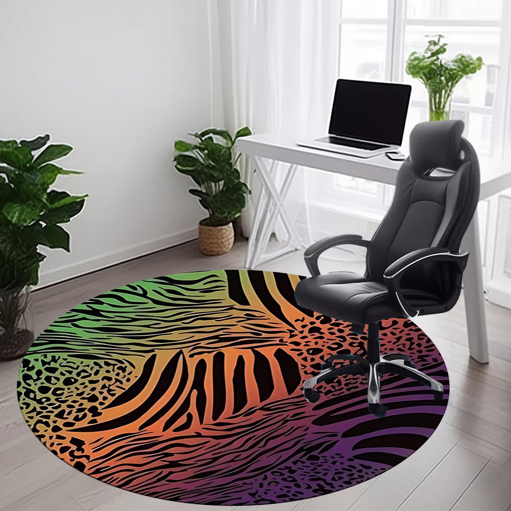 1pc Zebra Print Animal Office Round Area Rug, Indoor Mat Suitable ForOffice, Under Office Chairs Bedroom Living Room Home Decor, Room Decot265