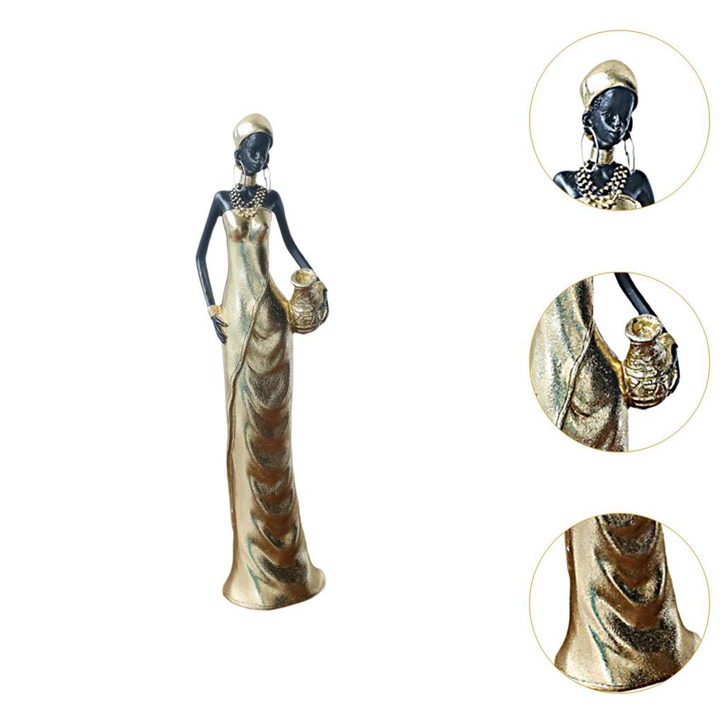 African Sculpture Collectible Art Piece Vintage Women Figure Tabletop Ornament