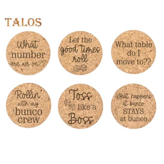 

6 шт. Дерев’яних підставок Коркова підставка для напоїв, термостійка, чайна, кавова підставка Класичні пробкові килимки для напоїв Креативний подарунок для друзів 6pcs