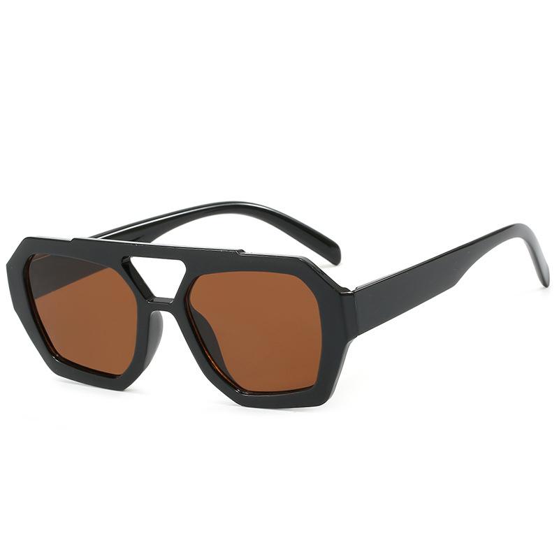 Vintage Square Sunglasses for Women Men Thick Frame Double Bridges Eyewear Female Fashion Polygon Sun Glasses